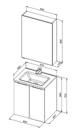 Aquanet Мебель для ванной Алвита New 60 2 дверцы подвесная антрацит матовая – фотография-21